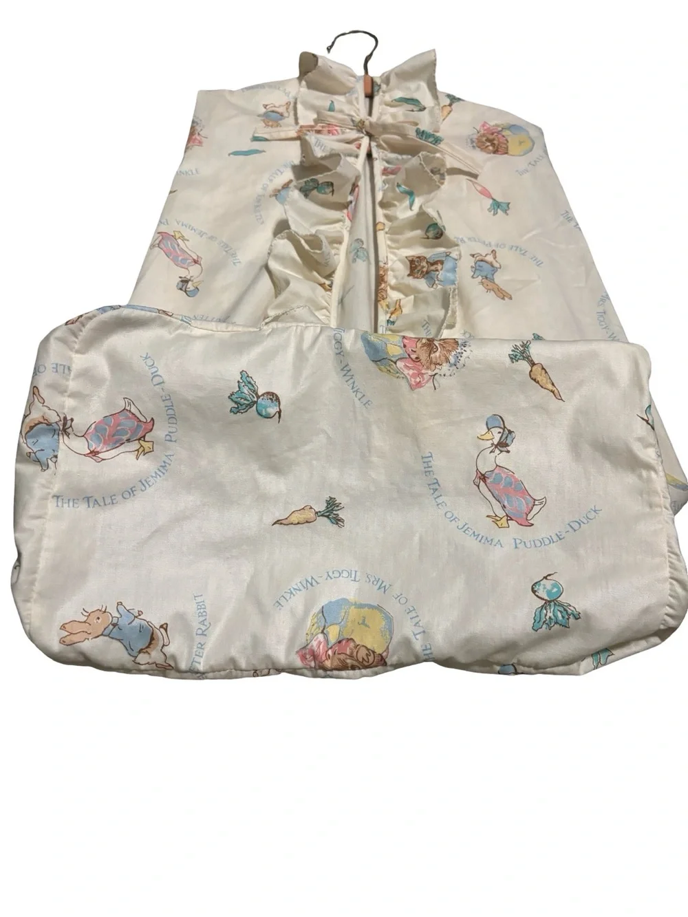 Beatrix Potter Quiltex Cream Ruffled Diaper Stacker Pastel Storybook Print